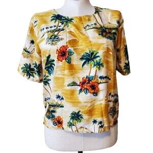 Vintage Hawaiian yellow women's top medium